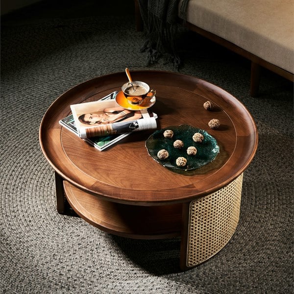 Bakula Wood Coffee Table, Rattan-Weilai Concept-Weilai Concept
