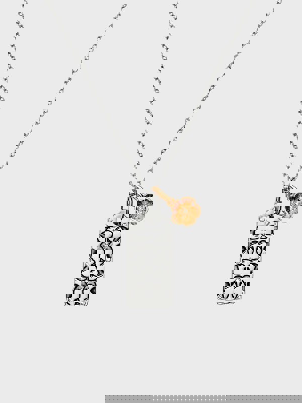 Coach Signature Quilted C Tag Pendant Necklace Metal