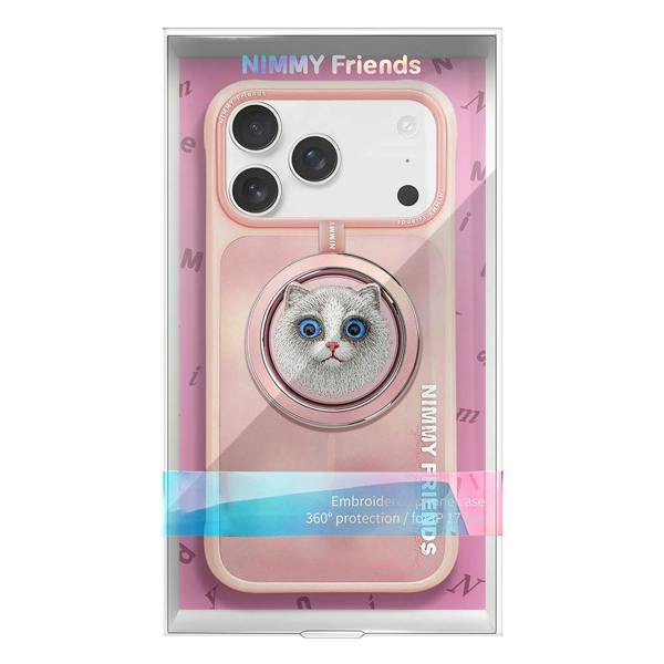 Nimmy Friends Nimmy Big Eye Cute Pet Ragdoll Cat Face Case with Detachable MagSafe Grip for iPhone 17 Pro 6.3" Pink - N-XDY-CXZJZH-IP17-PRO-07-D
