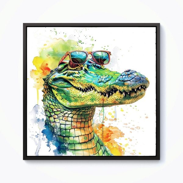 Warren Reed Cool Crocodile Framed Canvas