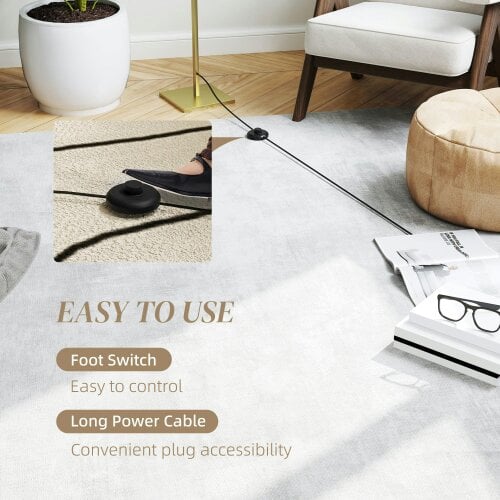 Wyld Haus Fiyosu Metal Gold Tone Dimmable LED Floor Lamp With Adjustable Brightness And Foot Switch