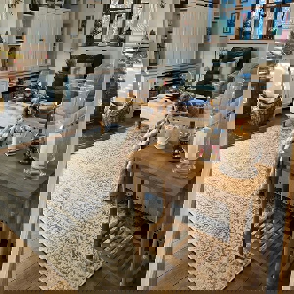 Living Room Rug Vintage Design In Cream