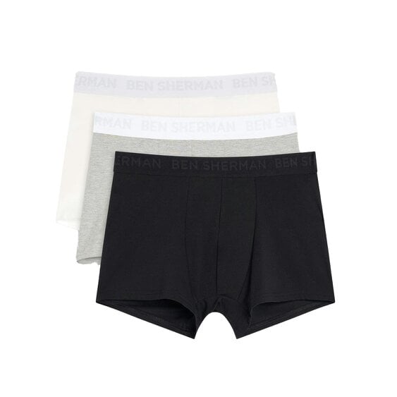 Ben Sherman Mens Tonal Boxer Shorts (Pack of 3) - White/Grey/Black