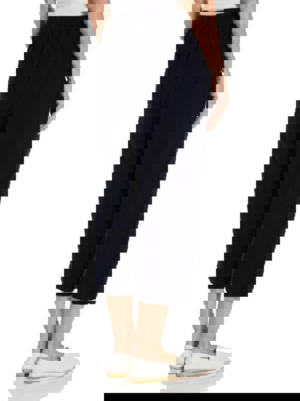 PennyPlain Navy Linen Blend Cropped Trousers