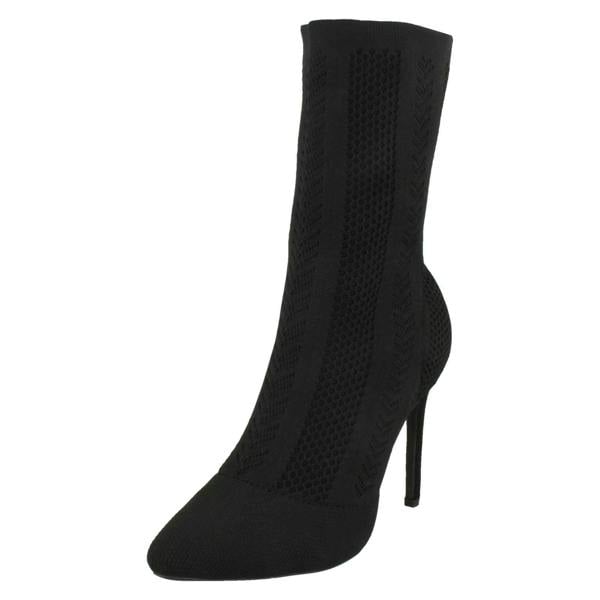 Anne Michelle Ladies Anne Michelle High Heel Knitted Calf Boots