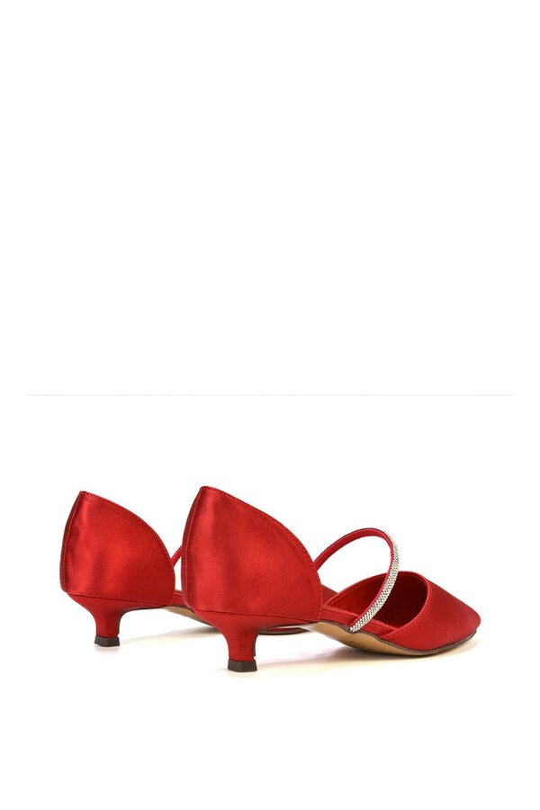 XY LONDON Diamante Strap Kitten Heel Pointed Toe Court Shoes