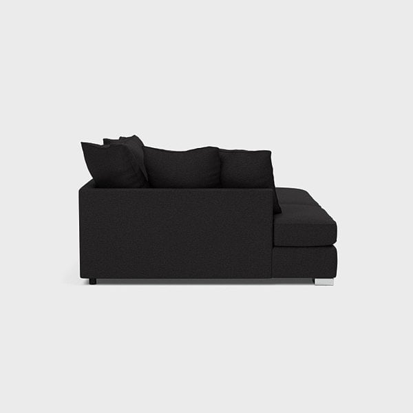 SQUAREBOXX Chiswick Chenille 4 Seater Fabric Corner Sofa in Black with Footstool