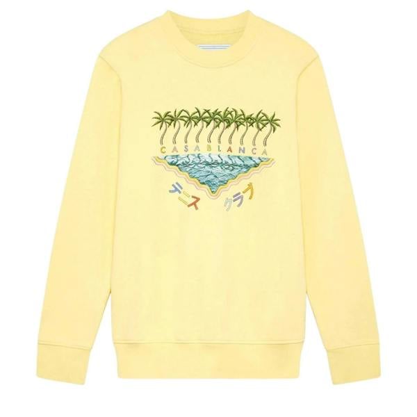 Casablanca Embroidered Sweatshirt Enoshima Beach Yellow Sweatshirt