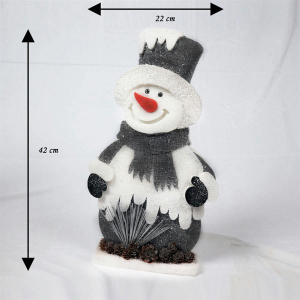 42cm Grey Snowman Christmas Tabletop Decoration with Silver Glitter Detail image 1