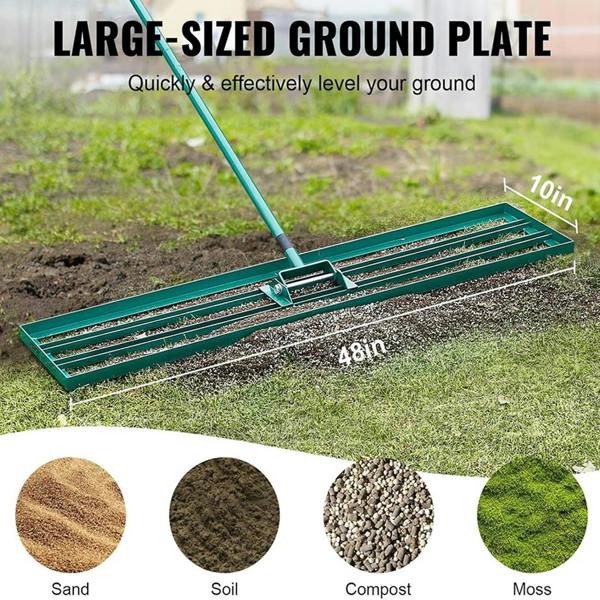 Gr8 Garden Heavy Duty Lawn Levelling Rake 114x25cm Soil Top Dressing Tool