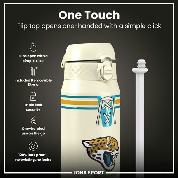 ION8 NFL x ION8 Insulated Steel Water Bottle, NFL Jaguars, 750ml (24oz)