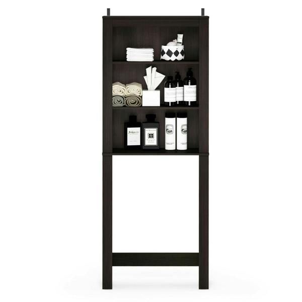WALPLUS Indo Open Bath Cabinet, Espresso | High Quality Decorative Wall Design