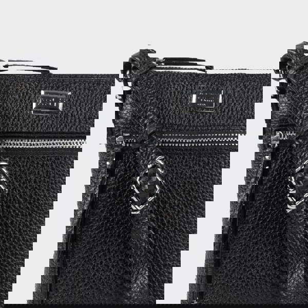 Assots London 'RUE' Black Pebble Grain Real Leather Crossbody Bag