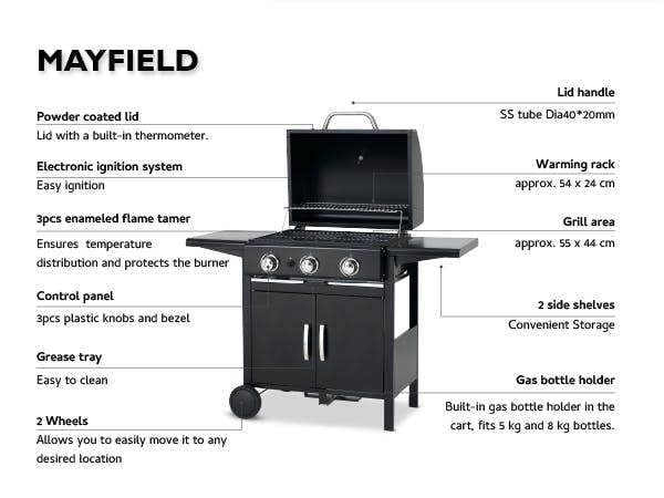 Tepro Mayfield 3 Gas Burner BBQ