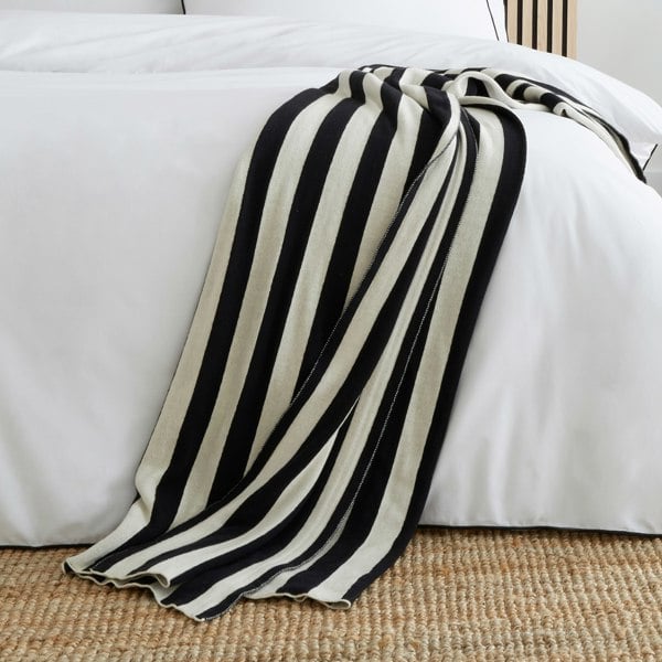 Style Sisters Knitted Stripe Cotton Blanket Throw