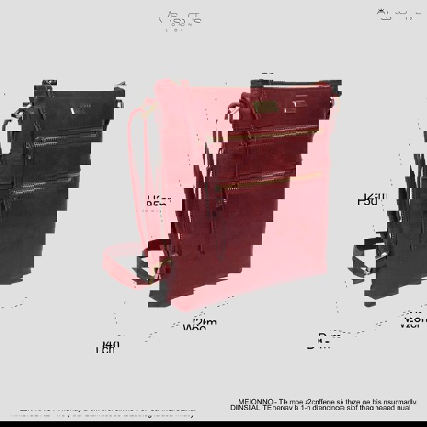 Assots London 'CORI' Chilli Pepper Waxy VT Real Leather Crossbody Bag