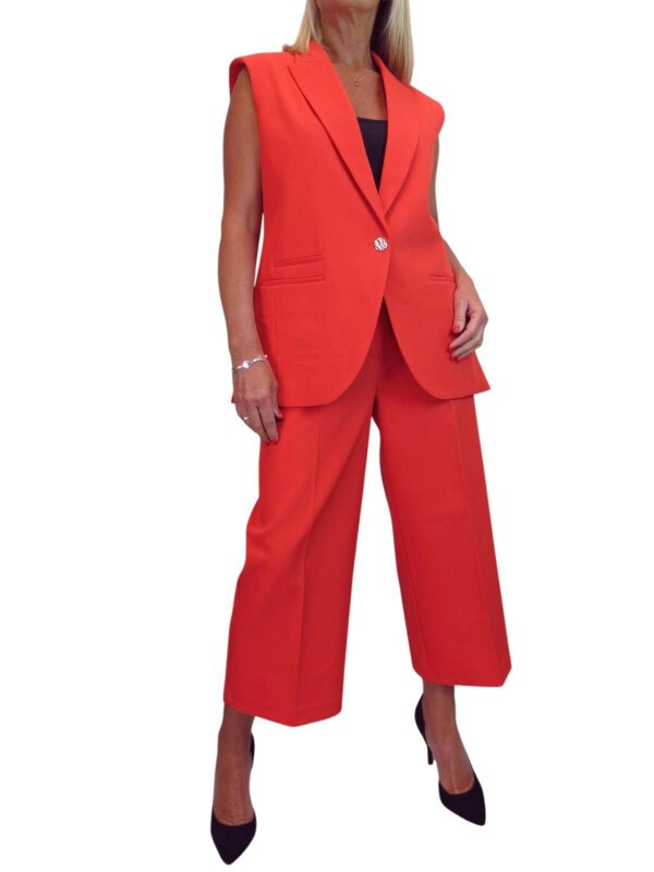 Paulo Due Women's 2 Piece Waistcoat Trouser Suit - Deep Coral