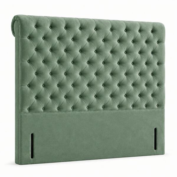 Great British Beds Sleigh Headboard - Green Plush