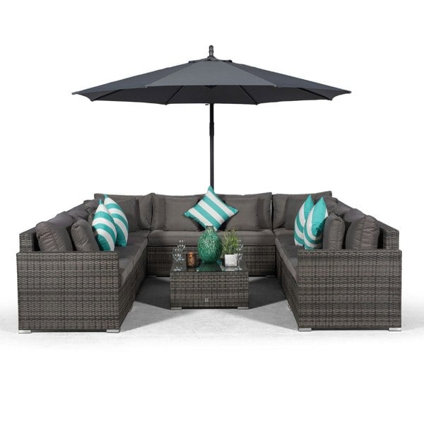 Giardino Havana 10 Seat Rattan Sofa Conversation Set with Coffee Table