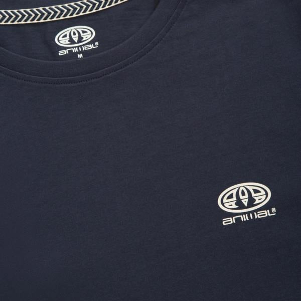 Animal Mens Tommy Graphic Print Organic Long-Sleeved T-Shirt - Dark Blue - 