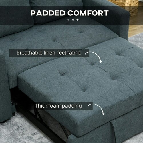 Wyld Haus Matano Maso Charcoal Grey 2 Seater Sofa Bed With Side Pockets And Cushions