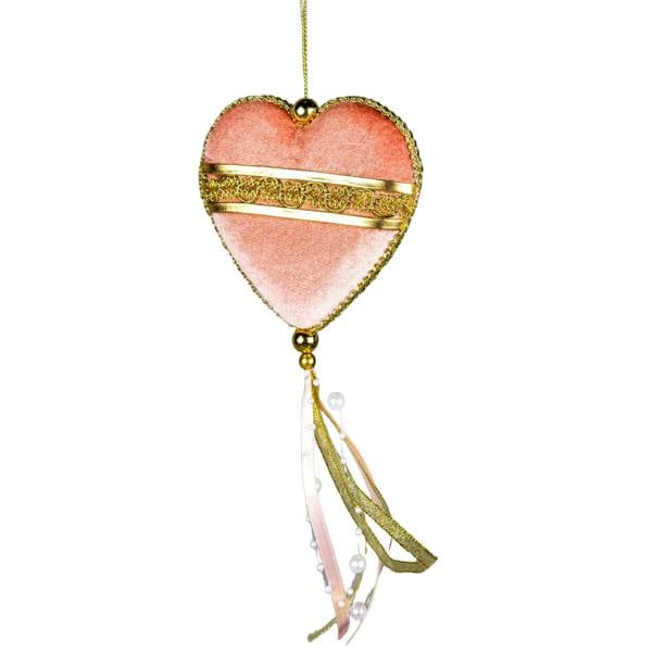 11x26cm Pink Heart Hanging Christmas Decoration for Trees, Wreaths and Garlands image 1