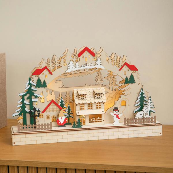 Samuel Alexander 43cm Wooden Christmas Candle Bridge LED Village Decoration