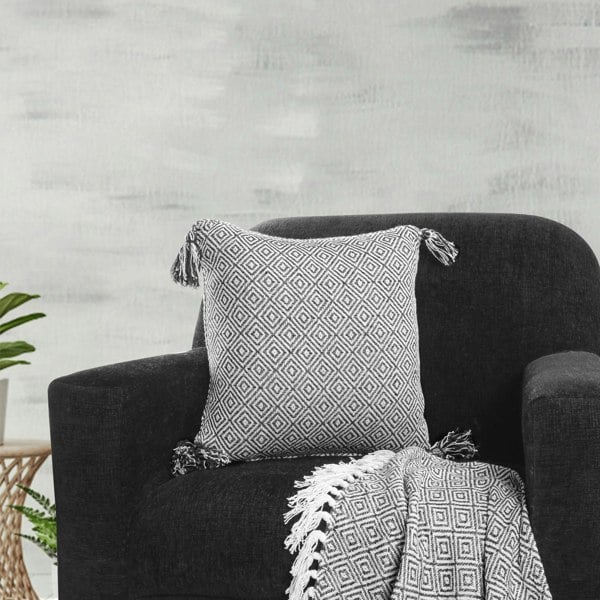 Velosso Shabby Chic Vintage Look Tassel Edge Cushion - 43cm x 43cm