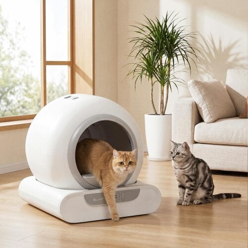 PawHut Self Cleaning Cat Litter Tray, Automatic Litter Tray with APP Control