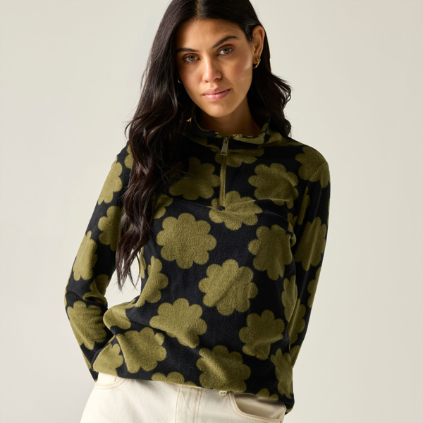 Regatta Womens Orla Kiely Sun Daisy Half Zip Fleece - Olive