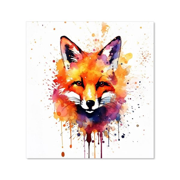 Warren Reed - Designer Watercolour Splashart Fox Face Kitchen Splashback