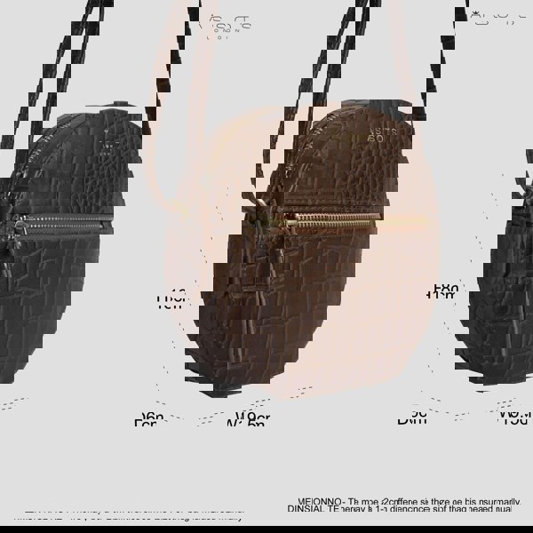 Assots London 'Jane' Tan Croc Leather Round Designer Crossbody Bag