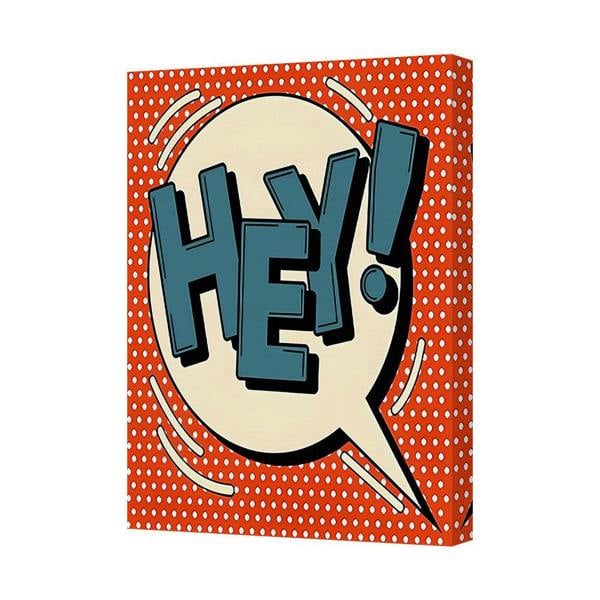 Benjamin Tate Design Hey Comic Style Canvas Art Print Red Dots Pop Art Wall Decor