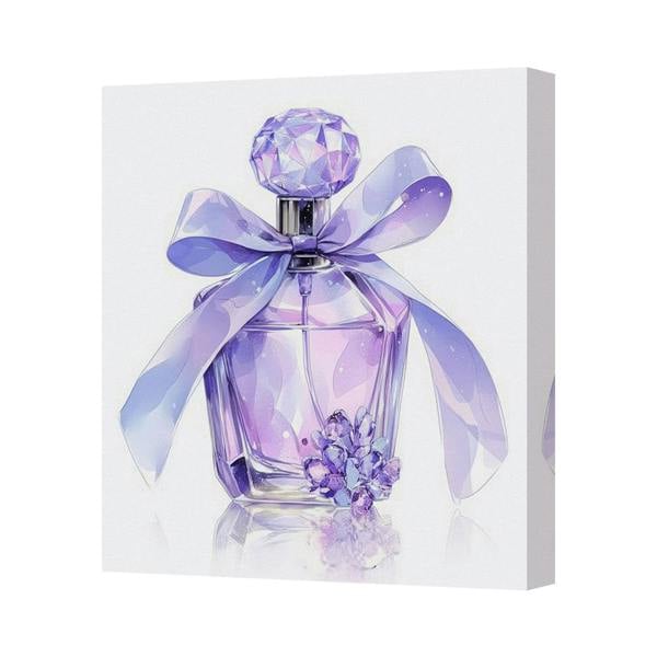 Benjamin Tate Design Purple Perfume Bottle Canvas Art Print Framed With Lavender Ribbon
