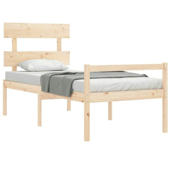 Berkfield Bed Frame with Headboard Small Single Solid Wood