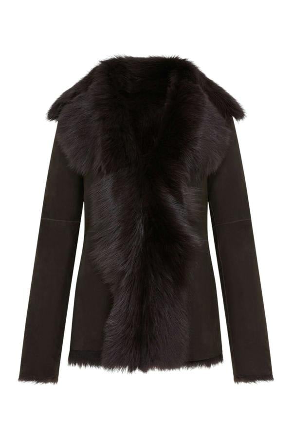 Infinity Leather Women's Sheepskin Toscana Shearling Suede Leather Jacket - Noiré
