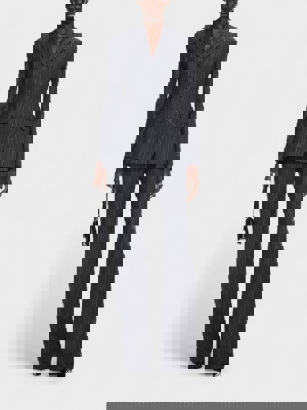 Off - White Pinstripe Wide Fit Suit Trousers Dark Drey - Supplied FashionOff White