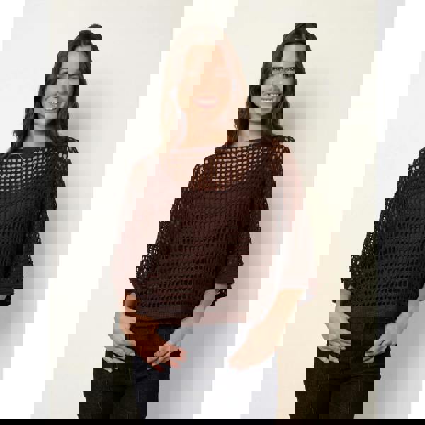 Blue Vanilla Round Neck Net Top