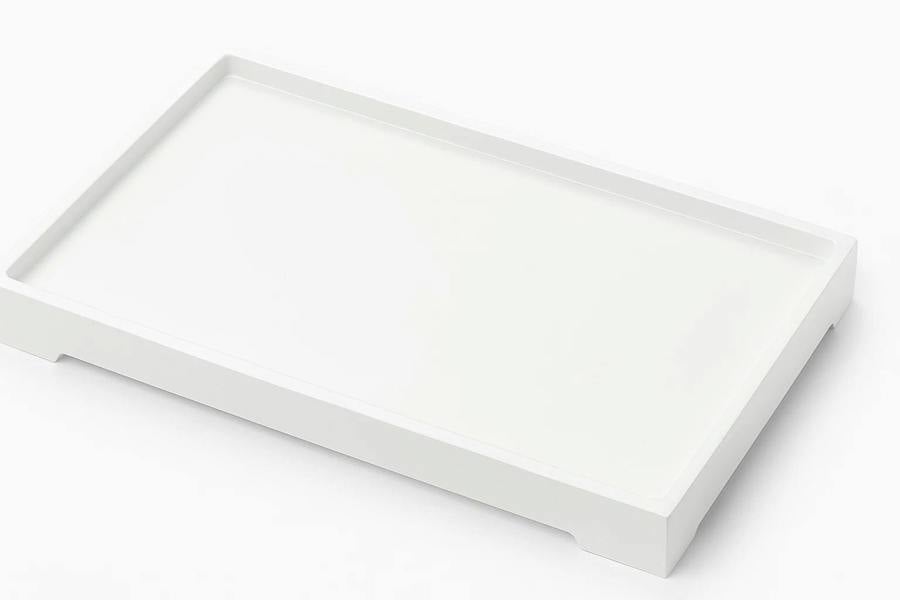 ATEK Large Resin Vanity Serving Tray Bathroom Organiser White