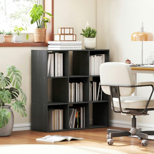 Wyld Haus Solipa Wood Black 9 Cube Storage Bookcase