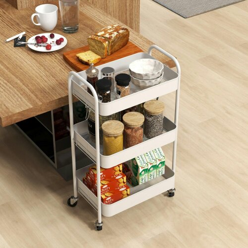 Wyld Haus Suka Metal White 3 Tier Steel Storage Trolley