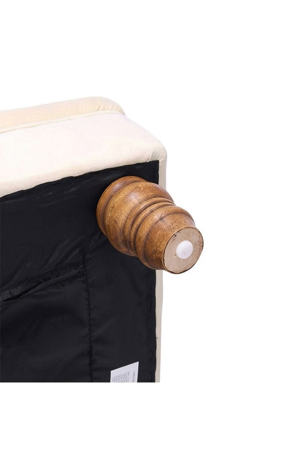 Living and Home Beige Buttoned Velvet Rectangular Ottoman Footstool with Gourd-shaped Legs