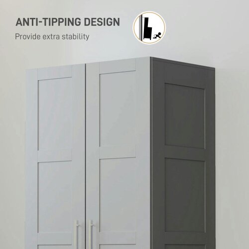 Wyld Haus Coralani Wooden Grey 2 Door Wardrobe With Hanging Rail Internal and Shelf