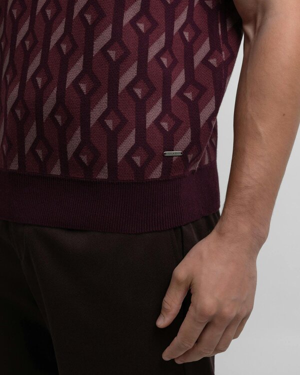 Steel & Jelly Rickman - Oval Chain Geometric Jacquard Knitted Polo Shirt