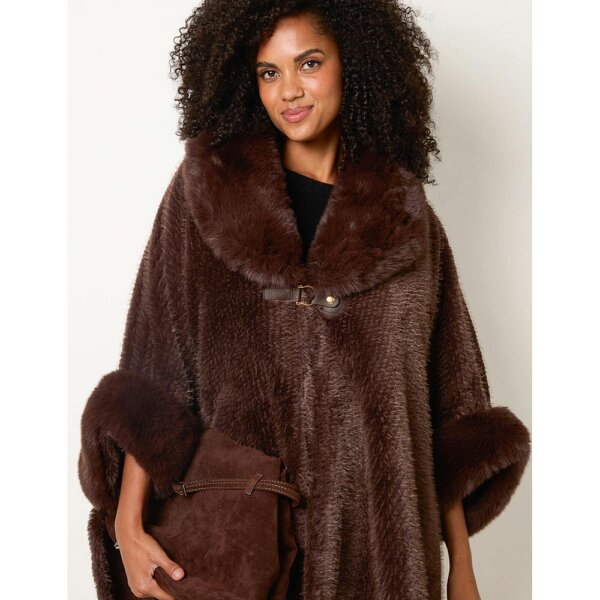 Blue Vanilla Cape With Luxe Fur Trim