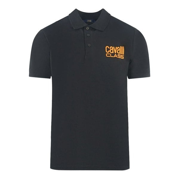 Cavalli Class Bold Brand Logo Polo Shirt - Black