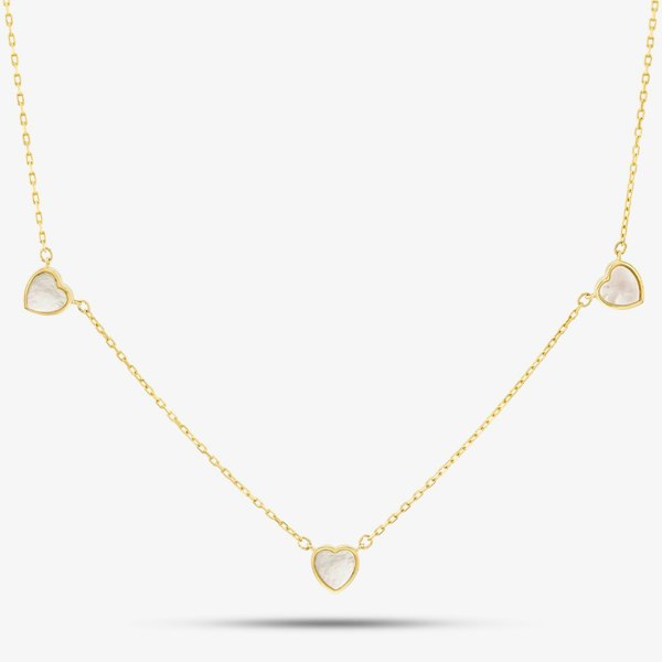 T. H. Baker 9ct Yellow Gold Mother Of Pearl Heart Necklace 1.19.1640