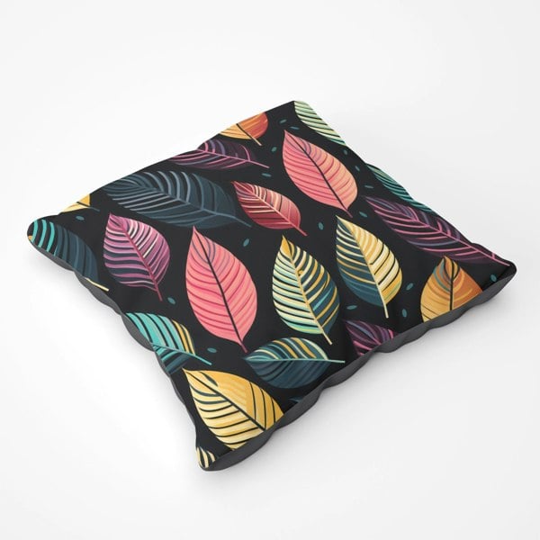 Warren Reed Colourful Leaves Pattern Floor Cushion