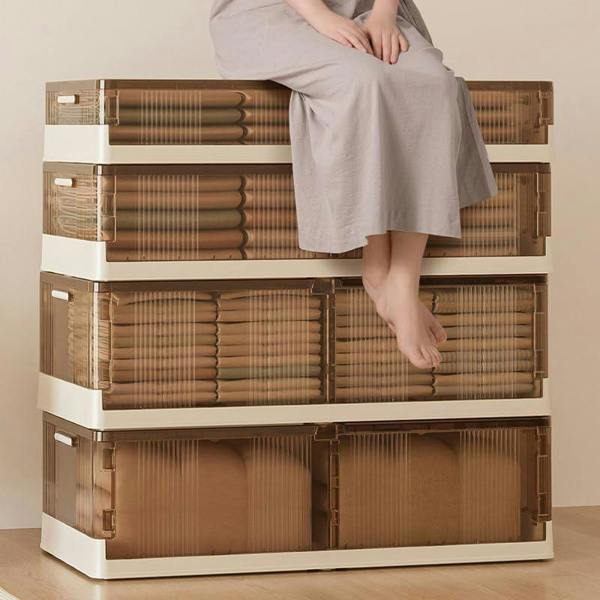 HYGRAD BUILT TO SURVIVE Large Under Bed Storage Boxes Slim Organiser Box With Lids Wheels Slide Out Smart Stackable Storage Boxes 82cm x 40cm x 20cm