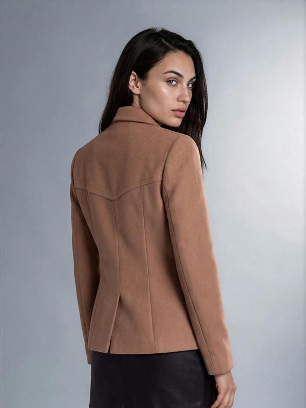 Myles Anthony Pecan Reefer Style Wool & Cashmere Jacket